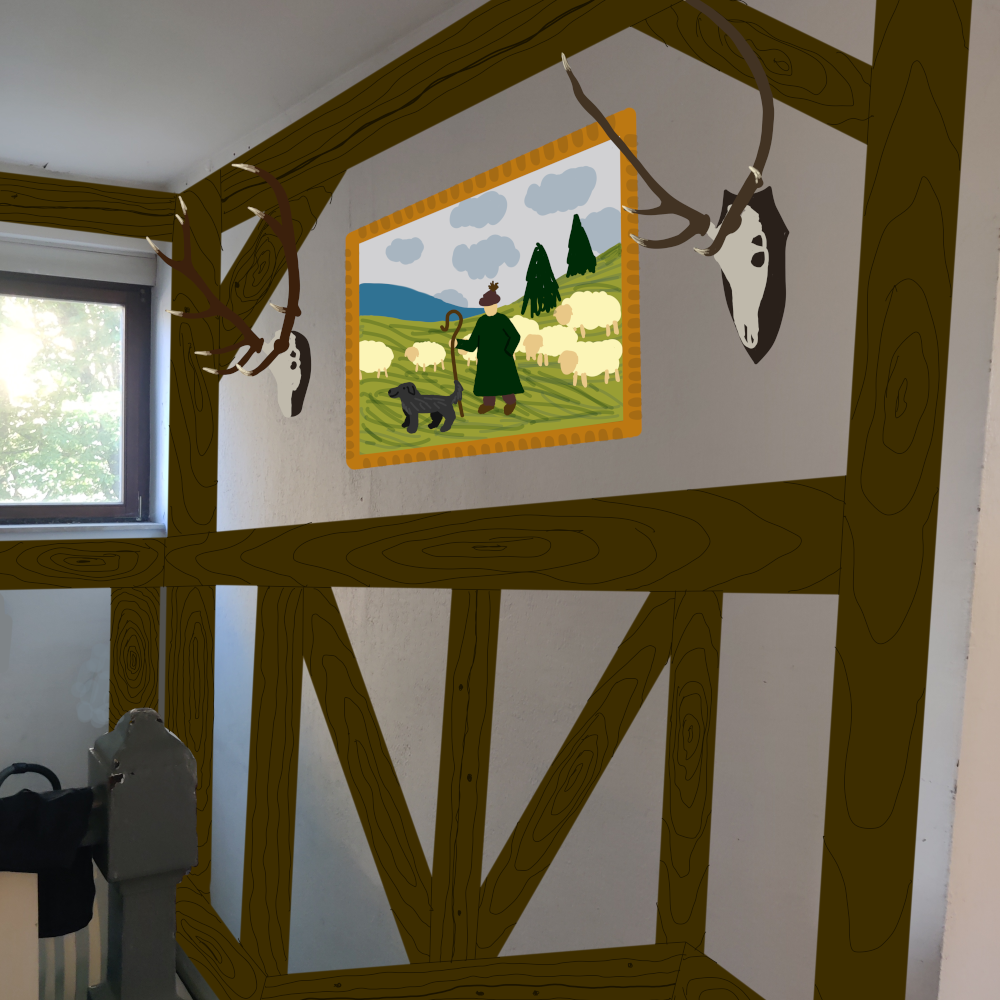 Fachwerk Wandgemälde - Entwurfvorschlag für einen Kunden